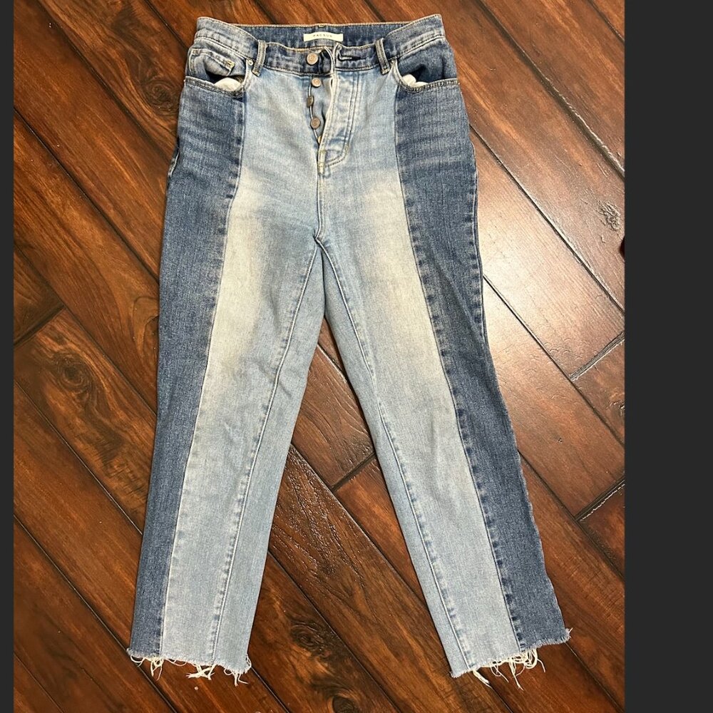 Multi Colored Denim High Rise Straight leg jeans